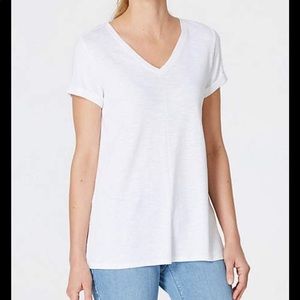 J Jill Pima Short Sleeve V Neck Tee